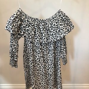 Zara off the shoulder black and white print dress - NWT